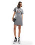 Фото #2 товара Miss Selfridge lace up back graphic t-shirt mini dress in grey