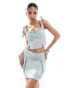 Фото #1 товара Kaiia satin bow tie sleeve cami top co-ord in blue