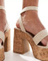 South Beach heeled cork sole sandal in natural