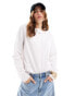 Фото #2 товара ASOS DESIGN slash neck long sleeve cotton slub t-shirt in white