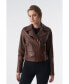 ფოტო #1 პროდუქტის Women's Classic Biker Jacket, Antique Tan