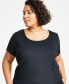 Trendy Plus Size Textured Short-Sleeve Top, Created for Macy's