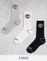 Timberland – 3er-Pack Crew-Socken in Schwarz mit Logo