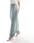 Фото #4 товара ASOS DESIGN satin bias maxi skirt with lace trim in sage green