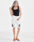 Фото #1 товара Petite Mid Rise Embroidered Raw Edge Denim Shorts, Created for Macy's
