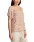 ფოტო #3 პროდუქტის Women's Notched Short-Sleeve Peasant Top