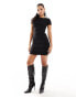 Sixth June textured bodycon mini dress in black M - фото #6