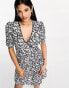 & Other Stories mini wrap dress in navy floral print