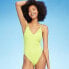 Фото #1 товара Women's Tunneled Plunge One Piece Swimsuit - Shade & Shore Yellow S