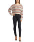 Juniors' Round-Neck Long-Sleeve Open-Knit Sweater