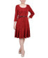 Фото #1 товара Women's 3/4 Sleeve Jacquard Ponte Belted Dress