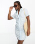 Фото #2 товара JDY exclusive ruched detail mini shirt dress in pale blue