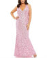 Women's Plus Size Sequined Halter Strap Open Back Trumpet Gown