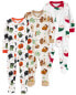 Фото #1 товара Toddler 3-Pack Holiday 100% Snug Fit Cotton Footie Pajamas 18M