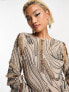 Фото #6 товара ASOS DESIGN embellished swirl mini dress with texture detail in taupe