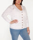 Фото #6 товара Black Label Plus Size Pointelle Button Front Cardigan Sweater