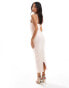 Vesper Petite white contrast trim cami midi dress in pink