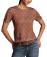 Фото #6 товара Women's Dot Print Short-Sleeve Knit Top