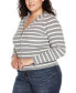 ფოტო #3 პროდუქტის Plus Size Striped Hooded Cardigan Sweater