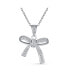 Фото #1 товара Dainty Clear Cubic Zirconia Pave CZ Station Holiday Present Ribbon Bow Pendant Necklace For Women For Sterling Silver