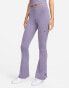 Фото #1 товара Nike ribbed mid rise flared trouser in purple