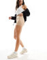 Pieces seamless mini legging shorts in beige