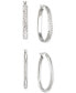 ფოტო #2 პროდუქტის 2-Pc. Brushed and Polished Oval Hoop Earrings Set in 14k Gold Over Sterling Silver and Sterling Silver