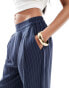 Фото #2 товара ASOS DESIGN Tall wide leg pull on trouser in navy stripe