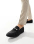 ASOS DESIGN loafers in black faux suede with snaffle detail US 7 Wide Fit - фото #2