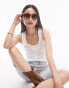 Topshop oversized round sunglasses in tort - фото #2