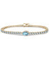 ფოტო #1 პროდუქტის Blue Topaz (8-3/8 ct. t.w.) & Diamond (1/10 ct. t.w.) Halo Tennis Bracelet in 14k Gold-Plated Sterling Silver