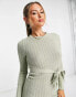 Фото #3 товара Brave Soul Eddie knitted dress with slit in sage green