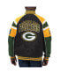 Фото #2 товара Men's Black Green Bay Packers Faux Suede Raglan Full-Zip Varsity Jacket