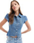 Фото #1 товара ASOS DESIGN denim neat fit shirt in mid blue