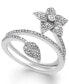 ფოტო #1 პროდუქტის Diamond Wrap-Around Flower Ring in Sterling Silver (1/2 ct. t.w.)