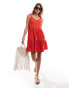 Фото #1 товара Pieces cami mini sundress with tiering in red