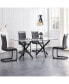 Modern Glass Dining Table for 6-8, Black Metal Legs