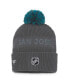 ფოტო #2 პროდუქტის Men's Charcoal San Jose Sharks Authentic Pro Home Ice Cuffed Knit Hat with Pom