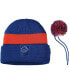 Фото #4 товара Men's Royal Boise State Broncos Logo Sideline Cuffed Knit Hat with Pom