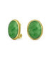 ფოტო #1 პროდუქტის 7CT Oval Cabochon Oval Dyed Green Jade Rope Cable Bezel 14K Gold Plated .925 Sterling Silver Clip On Earrings For Women Clip Only Is Alloy