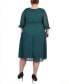 ფოტო #2 პროდუქტის Plus Size 3/4 Sleeve Belted Swiss Dot Dress