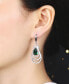 Фото #3 товара Silver-Tone Emerald Accent Layered Earrings