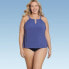 Фото #1 товара Women's UPF 50 High Neck Keyhole Tankini Top - Aqua Green® Blue X