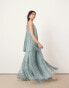 ASOS EDITION ultimate fringe racer neck maxi dress in powder blue Синий, 40 - фото #1