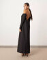 ASOS EDITION off shoulder structured column maxi dress with pockets in black