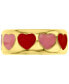Фото #1 товара Кольцо Macy's Red & Pink Enamel Heart Band in 14k Gold-Plated Sterling Silver.