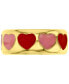 Red & Pink Enamel Heart Band in 14k Gold-Plated Sterling Silver