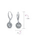 3Ct Cubic Zirconia Round Solitaire CZ Halo Dangle Drop Lever back Earrings For Women .925 Sterling Silver