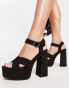 Pull&Bear cross over block heel sandal with buckle detail in black