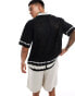 Фото #4 товара Abercrombie & Fitch buttonthrough border stripe crochet knit polo in black